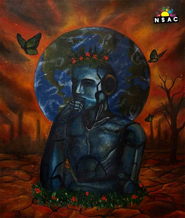 Artwork of Ekanshi Goel in 21st All India Child Art Competition 2025, The Future of Earth - Online Competition, National Level Painting Competition for Kids, Painting Competition for Children, Online Painting Competition for Kids, Kids Art Competition, Children Art Contest, Drawing Competition for Children, Painting Competition in Delhi for Kids, Nav Shri Art & Culture Organisation, Himanshu Art Institute, Painting Competition Near Me, Painting Competition for Students, Painting Competition for School, Drawing Competition for School Students, Indian Art Contest, Art Competition, Painting Competition for School Students