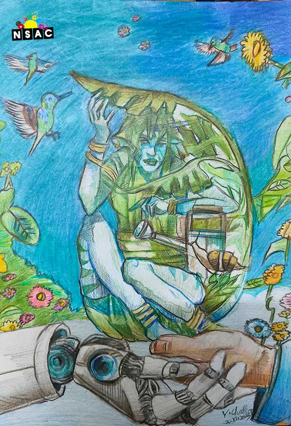 Artwork of V Chatur Chaitan in 21st All India Child Art Competition 2025, The Future of Earth - Online Competition, National Level Painting Competition for Kids, Painting Competition for Children, Online Painting Competition for Kids, Kids Art Competition, Children Art Contest, Drawing Competition for Children, Painting Competition in Delhi for Kids, Nav Shri Art & Culture Organisation, Himanshu Art Institute, Painting Competition Near Me, Painting Competition for Students, Painting Competition for School, Drawing Competition for School Students, Indian Art Contest, Art Competition, Painting Competition for School Students