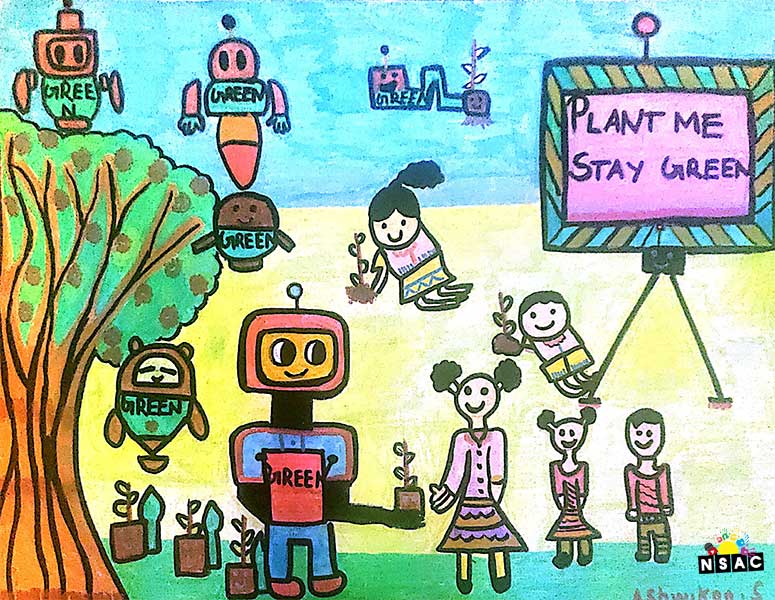 Artwork of Ashwikaa in 21st All India Child Art Competition 2025, The Future of Earth - Online Competition, National Level Painting Competition for Kids, Painting Competition for Children, Online Painting Competition for Kids, Kids Art Competition, Children Art Contest, Drawing Competition for Children, Painting Competition in Delhi for Kids, Nav Shri Art & Culture Organisation, Himanshu Art Institute, Painting Competition Near Me, Painting Competition for Students, Painting Competition for School, Drawing Competition for School Students, Indian Art Contest, Art Competition, Painting Competition for School Students