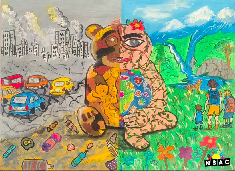 Artwork of Medhasvi Kathala in 21st All India Child Art Competition 2025, The Future of Earth - Online Competition, National Level Painting Competition for Kids, Painting Competition for Children, Online Painting Competition for Kids, Kids Art Competition, Children Art Contest, Drawing Competition for Children, Painting Competition in Delhi for Kids, Nav Shri Art & Culture Organisation, Himanshu Art Institute, Painting Competition Near Me, Painting Competition for Students, Painting Competition for School, Drawing Competition for School Students, Indian Art Contest, Art Competition, Painting Competition for School Students