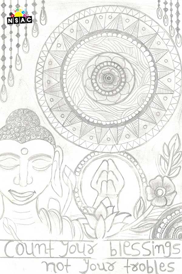 Artwork of Machhi Bhavika Sanjaybhai in 21st All India Child Art Competition 2025, In Search of Inner Peace - Online Competition, National Level Painting Competition for Kids, Painting Competition for Children, Online Painting Competition for Kids, Kids Art Competition, Children Art Contest, Drawing Competition for Children, Painting Competition in Delhi for Kids, Nav Shri Art & Culture Organisation, Himanshu Art Institute, Painting Competition Near Me, Painting Competition for Students, Painting Competition for School, Drawing Competition for School Students, Indian Art Contest, Art Competition, Painting Competition for School Students